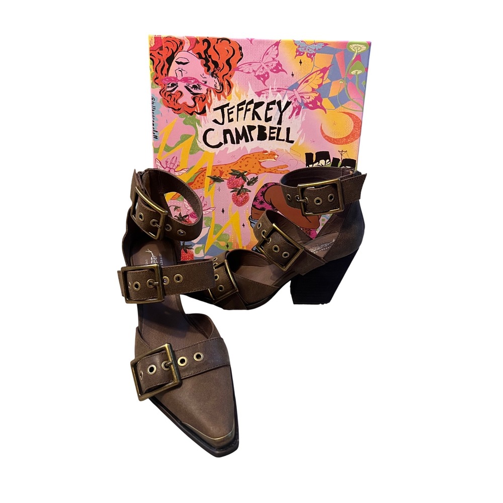 NEW‎ Jeffrey Campbell Free People Hendrix Heels Oiled Brown Size 7 - Picture 3 of 10